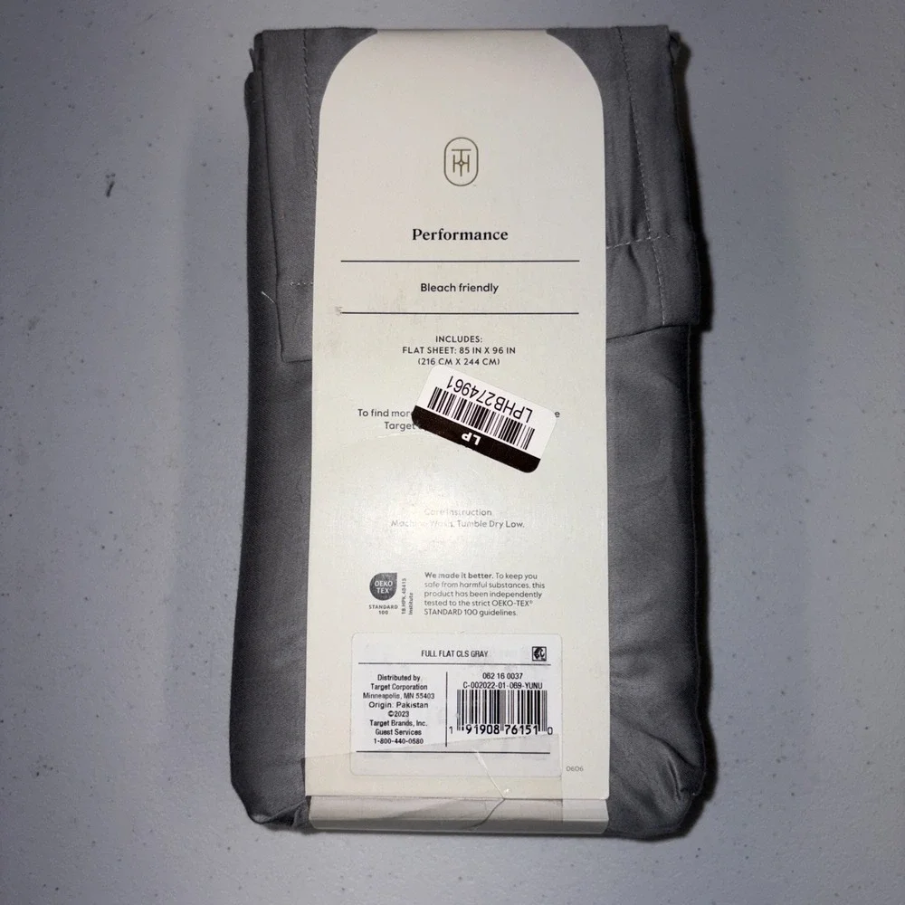 Full 400 Thread Count Performance Flat Sheet Classic Gray - Threshold: Cotton